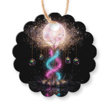 Luxury Electric Neon Floral Scalloped Gift Tags