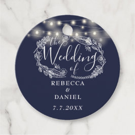 Etiquetas Para Lembrancinhas Luzes de Corda Floral Azul Marinho Casamento