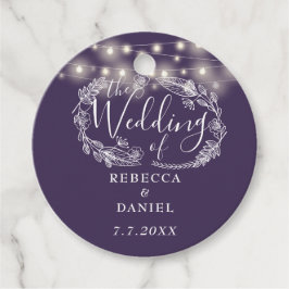 Etiquetas Para Lembrancinhas Luzes Florais de Corda Elegantes Casamento Roxo