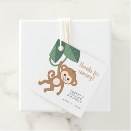 Etiquetas Para Lembrancinhas Macaco bebê bonito com folhas tropicais obrigado v