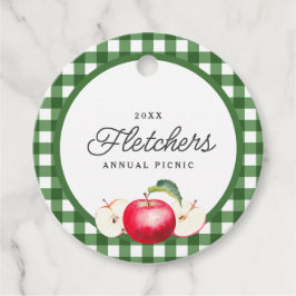 Etiquetas Para Lembrancinhas Maçãs Vermelhas e Gingham Verde Personalizado