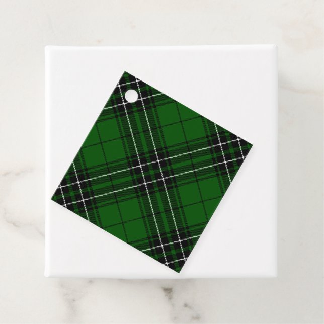 Etiquetas Para Lembrancinhas MacLean Tartan Verde e Xadrez Preta (In Situ)