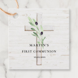 Etiquetas Para Lembrancinhas Madeiras brancas do ramo oliva Primeira Comunhão