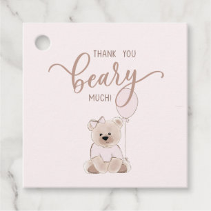 Etiquetas Para Lembrancinhas Mal Podemos Esperar Urso Teddy Rosa Chade de Bebê