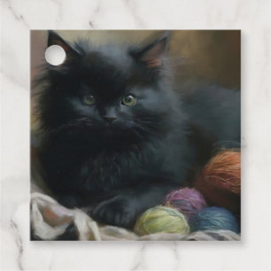 Etiquetas Para Lembrancinhas Maldito Companheiro de tricô Gatinho Preto Com Fio