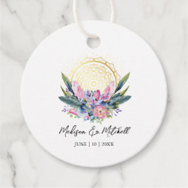 Etiquetas Para Lembrancinhas Mandala Dourada Convite de Casamento Cristal Rosa