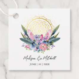 Etiquetas Para Lembrancinhas Mandalá Dourado Convite de Casamento Boho Cristal