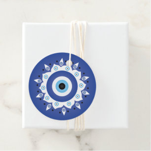 Etiquetas Para Lembrancinhas Mandala Grego Mau Azul Branco