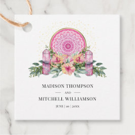 Etiquetas Para Lembrancinhas Mandala Metafísico de Cristais Florais Rosa Casame