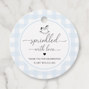 Etiquetas Para Lembrancinhas Mangueira Azul Gingham Enroscada Com Amor