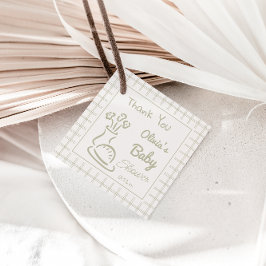 Etiquetas Para Lembrancinhas Mão Desenhada Verde No Chá de fraldas Forno