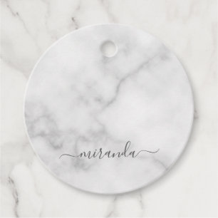 Etiquetas Para Lembrancinhas Marble Branco de Nome Personalizado de Script Mode