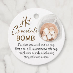 Etiquetas Para Lembrancinhas Marca Bomba de Chocolate Quente de Aquecida