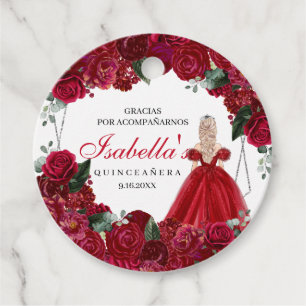 Etiquetas Para Lembrancinhas Marca de Favor do Círculo de Quinceanera Floral Ve