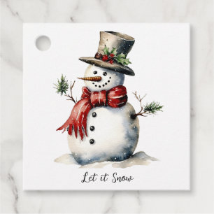 Etiquetas Para Lembrancinhas Marca de Favor do Snowman Editável