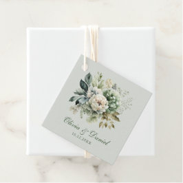 Etiquetas Para Lembrancinhas Marcador de Favor de Casamento Floral Verde Sálvia