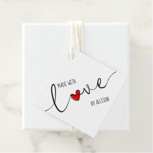 Etiquetas Para Lembrancinhas Marcados à Mão Com Amor Red Heart Tags de Presente