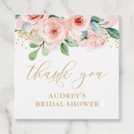 Etiquetas Para Lembrancinhas Marcas de Agradecimento Florais Rosa e Dourado