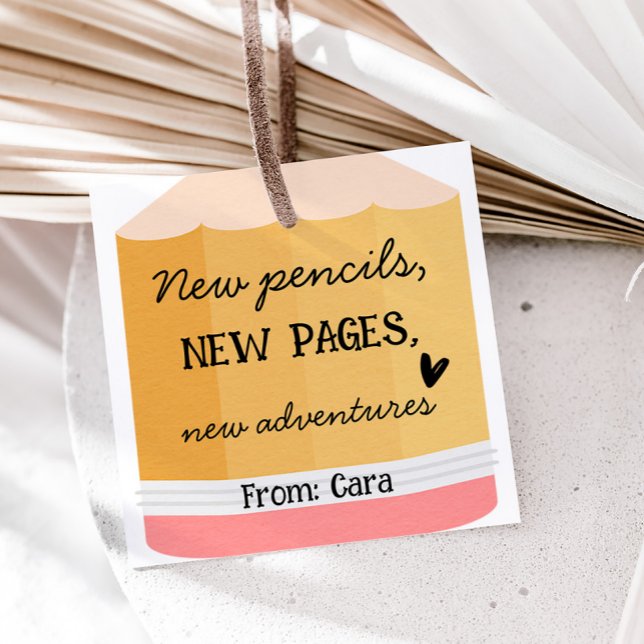 Etiquetas Para Lembrancinhas Marcas de Favor da Pencil na Escola de Professores (Teacher Pencil School Square Favor Tags)