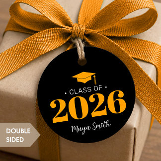 Etiquetas Para Lembrancinhas Marcas de Favor de Formatura Preto e Amarelo Moder