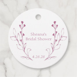 Etiquetas Para Lembrancinhas Marcas de Favor de Vinhas e Flores Rosa