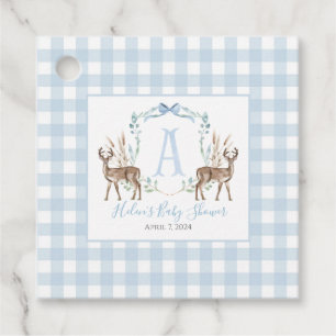 Etiquetas Para Lembrancinhas Marcas de Favor do Boy Deer Blue Gingham