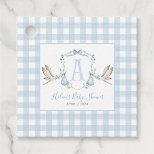 Etiquetas Para Lembrancinhas Marcas de Favor do Boy Stork Blue Gingham
