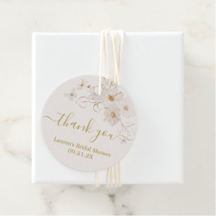Etiquetas Para Lembrancinhas Marcas de Favor Floral Bege Borboletas