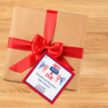 Marcas de Favor para Chá de Bebê Vermelho Branco e