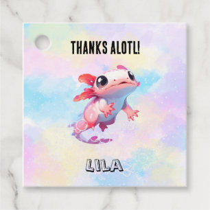 Etiquetas Para Lembrancinhas Marcas de Favoritos do Rainbow Pink Axolotl Birthd