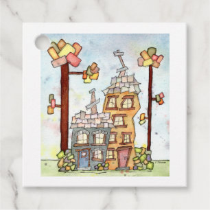 Etiquetas Para Lembrancinhas Marcas de Presente de Aquarela da Casa de Sonho