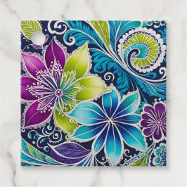 Etiquetas Para Lembrancinhas Marcas de Presente de Arte Batik Floral Colorida