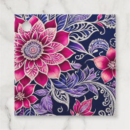 Etiquetas Para Lembrancinhas Marcas de Presente de Arte Batik Floral Colorida