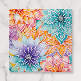 Etiquetas Para Lembrancinhas Marcas de Presente de Arte Batik Floral Coloridas