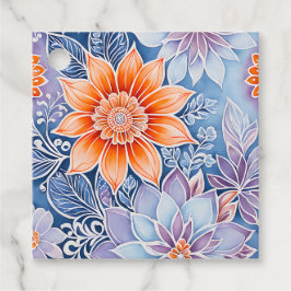 Etiquetas Para Lembrancinhas Marcas de Presente de Arte Batik Floral Coloridas