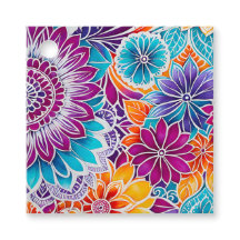Marcas de Presente de Arte Batik Floral Coloridas