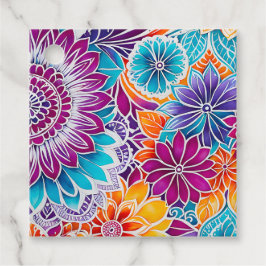 Etiquetas Para Lembrancinhas Marcas de Presente de Arte Batik Floral Coloridas