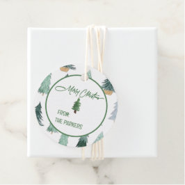 Etiquetas Para Lembrancinhas Marcas de Presente de Árvore de Natal em Aquarela