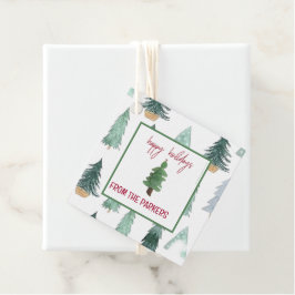 Etiquetas Para Lembrancinhas Marcas de Presente de Árvore de Natal em Aquarela