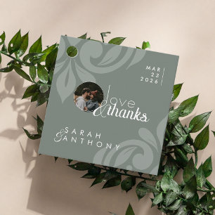 Etiquetas Para Lembrancinhas Marcha de Casamento de Foto Elegante Earthy Olive