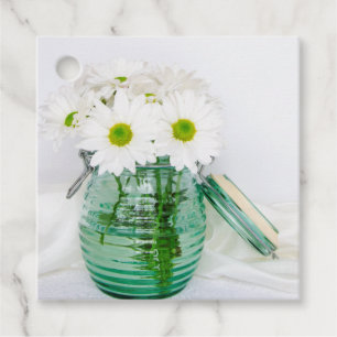 Etiquetas Para Lembrancinhas Margaridas brancas no casamento azul do vaso do