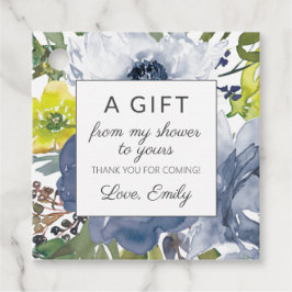 Etiquetas Para Lembrancinhas Marinho Amarelo Branco Floral Meu Chá para a sua n