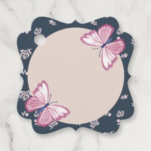 Etiquetas Para Lembrancinhas marinho azul borboletas cor-de-rosa rico floral
