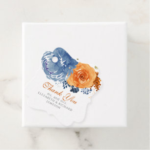 Etiquetas Para Lembrancinhas Marinho Azul, Laranja Queimada, Casamento Floral,