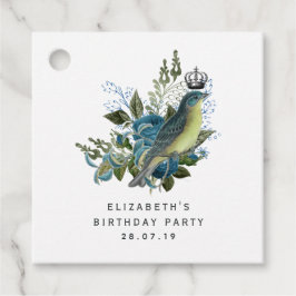 Etiquetas Para Lembrancinhas Marinho Blue Vintage Bird and Crown