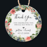 Etiquetas Para Lembrancinhas Marinho Coral Frasto Botânico<br><div class="desc">Lindas flores de aquarela e coroa de folhagem botânica em tons de trendy de azul marinho,  coral,  pêssego,  rosa e verde,  etiquetas de favor personalizadas.</div>