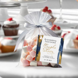 Etiquetas Para Lembrancinhas Marinho Dourado abstrato Casal Azul Chá Obrigado