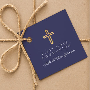 Etiquetas Para Lembrancinhas Marinho Elegante Blue Cross Boy Primeira Comunhão