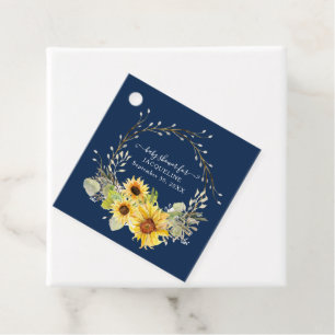 Etiquetas Para Lembrancinhas Marinho Floral de Girassol Verde Azul