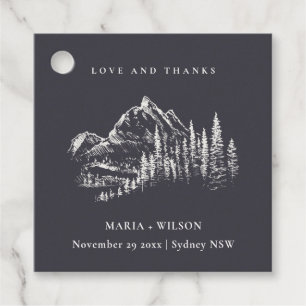 Etiquetas Para Lembrancinhas Marinho Pine Woods Mountain Kraft Sketch Casamento